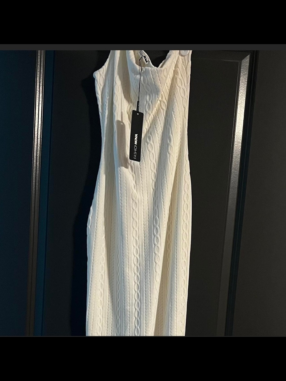 New With Tags Fashion Nova One-Shoulder White Knit Bodycon Dress - Picture 2 of 5